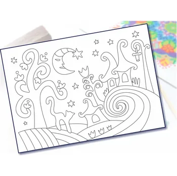 Radost v písku Šablona na pískování pohádková krajina Varianta: A5 (148 x 210 mm)