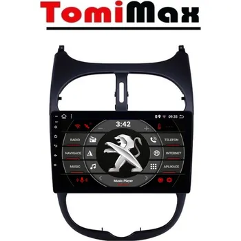 Autorádio TomiMax Peugeot 206 Android 14 autorádio s WIFI, GPS, USB, BT HW výbava: 4 Core 2GB+32GB LOW - Model auta: Peugeot 206, Velikost obrazovky: Dotyková obrazovka: 9"