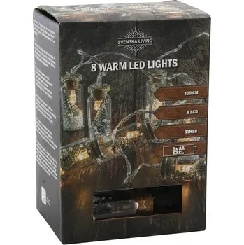 Vánoce HIT Světelný řetěz s časovačem 8LED lahvičky se stromkem 100cm