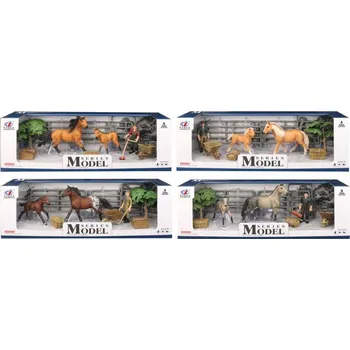 Series Model Svět zvířat sada 1 s figurkou, koněm a hříbětem - šedý s copánkem