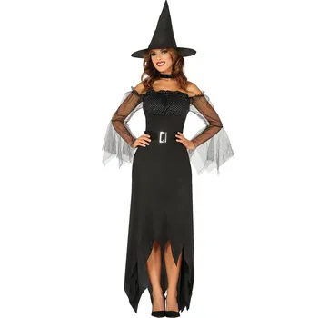 Karnevalový kostým Fiestas Guirca Dámský kostým Čarodějnice s tylovými rukávy + klobouk černý