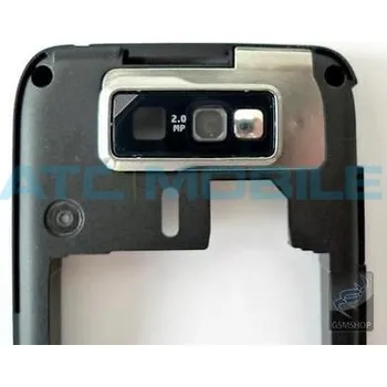 Střední kryt Nokia E63 černý včetně reproduktoru HF, originální - 0253381