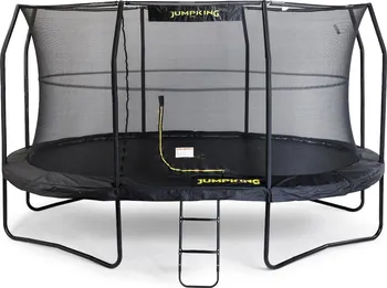 Trampolína JUMPKING Oval-Pod 3 x 4,5 m černá + ochranná síť + schůdky
