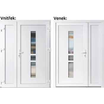 Vchodové dveře Dvoukřídlé vchodové dveře plastové Soft Megan+Panel Plný, Bílá/bílá, 130x200 cm, pravé