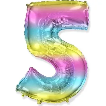 Balónek Balón foliový číslice duhová - rainbow - 102 cm - 5