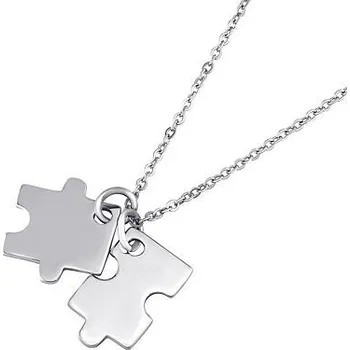 Řetízek Stříbrný náhrdelník s přívěsky puzzle DCC1605007N