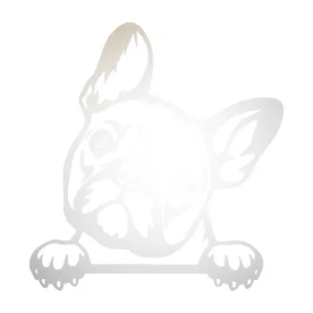 Polep vozidla SAMOLEPKA Pes 184 levá francouzský buldoček (82 - odrazková reflexní bílá) NA AUTO, NÁLEPKA, FÓLIE, POLEP, TUNING, VLASTNÍ TEXT, TISK, AUTOSAMOLEPKY.cz, POLEPY, OBRÁZEK, LOGO, SAMOLEPKY