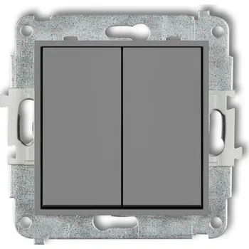 vypínač KARLIK Vypínače mechanické dvojité ř.6+6(5B) Barva: Matná šedá