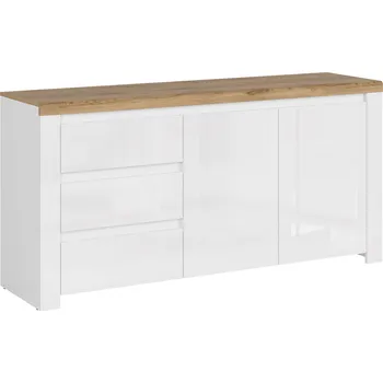 Komoda Tempo Kondela Komoda 2D3S, bílý lesk/dub wotan, VILGO