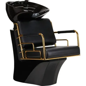 Kadeřnické křeslo Kadeřnický mycí box PRATO - zlato - černý