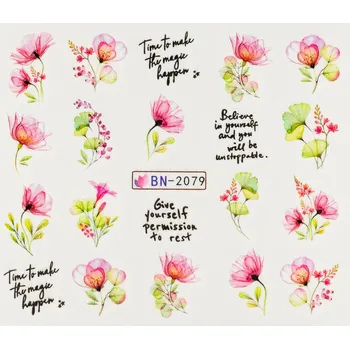 Lak na nehty BIO NAILS Vodolepka BN-2079 květy a nápisy