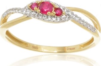 Zlatý prsten s rubíny a diamanty L'amour Diamonds CR7082RBY + dárek zdarma