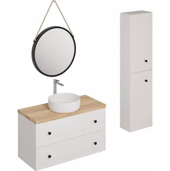 Koupelnový nábytek Koupelnová sestava s umyvadlem včetně umyvadlové baterie, vtoku a sifonu Naturel Forli bílá KSETFORLI2