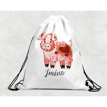 Dětský batoh Domovi Taška na přezůvky se jménem Prasátko 30 x 39,5 cm