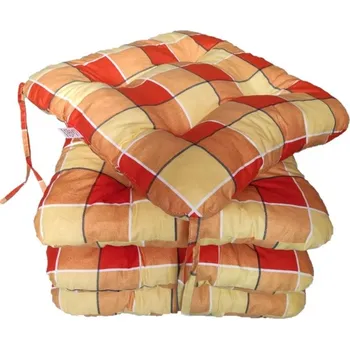 Podsedák Podsedák na židli foukaný se šňůrkou - 40 x 40 - oranžovožlutá kostka - sada 4 ks