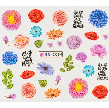 Lak na nehty BIO NAILS Vodolepka BN-2084 květy a nápisy