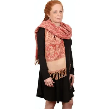 Pléd červený s květinovým vzorem