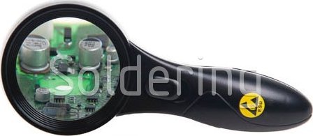 ESD / antistatická ruční lupa LED L4025, 5 dioptrií, 60mm - 103006805