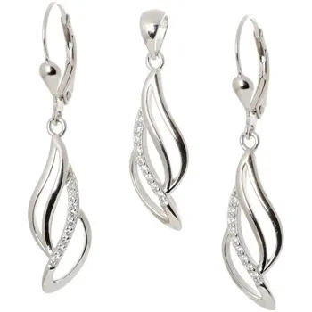 Souprava šperků Stříbrná souprava přívěšku a naušnic se zirkony STRS0377F