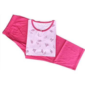 Dámské noční prádlo C-Lemon Dámské pyžamo krátké s 3/4 nohavicemi - Motýl Barva: Růžová, Velikost: 3XL