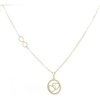 Náhrdelník Zlatý náhrdelník se srdíčky a nekonečnem ZLNAH100F + DÁREK ZDARMA