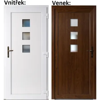 Vchodové dveře Venkovní vchodové dveře Soft Ella zlatý dub/bílá 88x198 cm, pravé