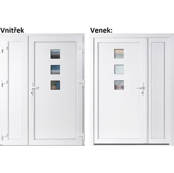 Vchodové dveře Dvoukřídlé vchodové dveře plastové Soft Ella+Panel Plný, Bílá/bílá, 130x200 cm, pravé