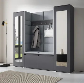 Předsíňová stěna Předsíňová stěna Emi 31 - grafit Barva panelů: Šedá - Trinity 14