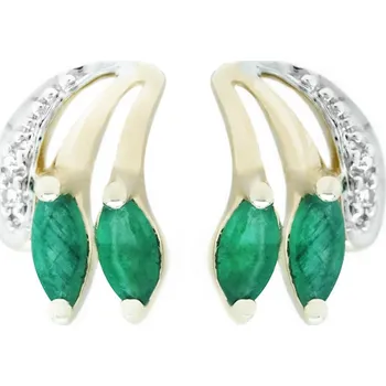 Náušnice Zlaté náušnice se smaragdy a diamanty KE051150423