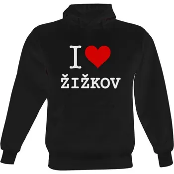 Pánská mikina Pánská mikina s kapucí s potiskem I LOVE ŽIŽKOV pánské