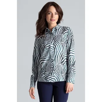 Jednoduchá volná halenka s dlouhými rukávy L035 Barva: Pruhovaná, Velikost: S