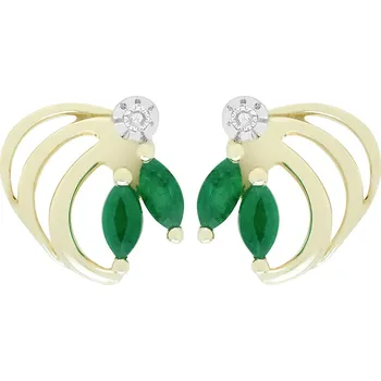 Náušnice Zlaté náušnice se smaragdy a diamanty KE059371012