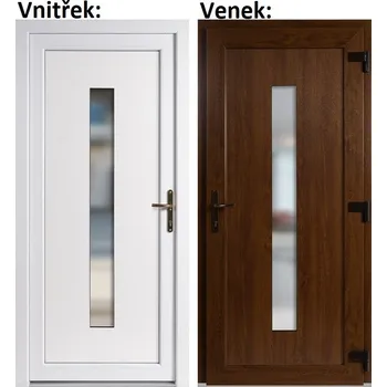 Vchodové dveře Plastové vchodové dveře Soft Hana, Zlatý dub/bílá, 100x210 cm, pravé, otevírání VEN