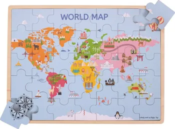 Puzzle Bigjigs Toys Mapa světa 35 dílků