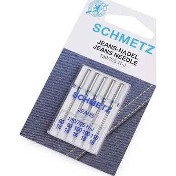 Strojové jehly Jeans 90, 100, 110 sdružené Schmetz na kartě