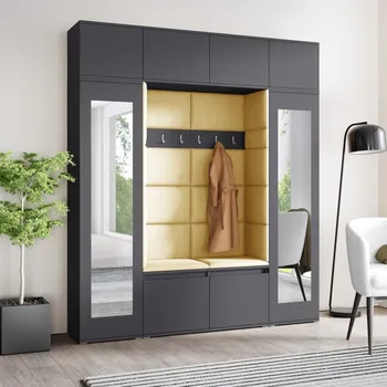 Předsíňová stěna Předsíňová stěna Emi 32 - grafit Barva panelů: Žlutá - Trinity 18