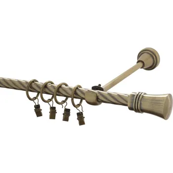 Garnýž kovová 150 cm kroucená jednořadá 16 Capri mosaz