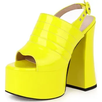 Dámské sandále Pruhované sandály s asymetrickým podpatkem Party GoodDayGirl Fashion Barva: Žlutá, Velikost: 43