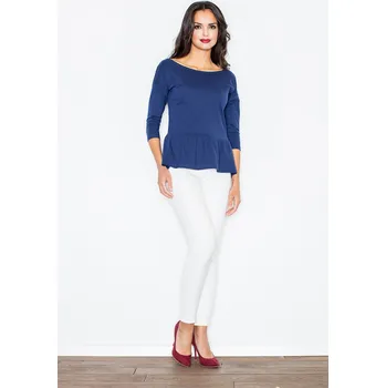 Dámská halenka Halenka peplum M233 FIGL Barva: Tmavě Modrá, Velikost: XL
