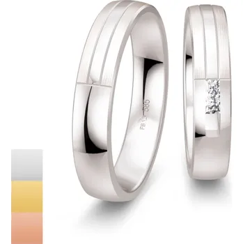 Prsten Snubní prsteny Inspirations - Cena za pár z bílého zlata s diamantem 4804168-4804167