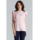 Halenka na knoflíky s volánkovými rukávy K482 Barva: Růžová, Velikost: S