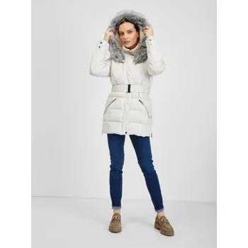 ORSAY Krémová dámská zimní prošívaná bunda s páskem