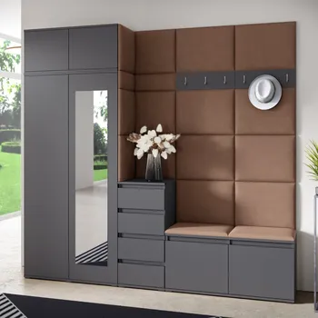 Předsíňová stěna Předsíňová stěna Emi 33 - grafit Barva panelů: Hnědá - Trinity 07