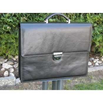 Pánská aktovka Triton Kožená pánská ručně šitá aktovka WILHELM - česká výroba; černá