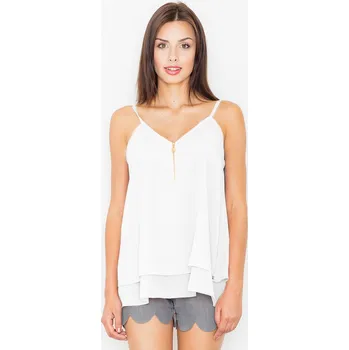 Dámská móda Letní top na špagetová ramínka M481 FIGL Barva: Smetanová, Velikost: S