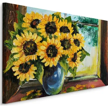 Plátno Slunečnice Ve Váze U Okna Varianta: 30x20