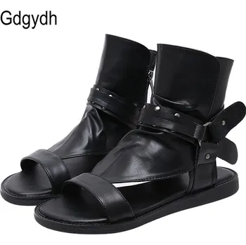 Dámské sandále Kotníkové sandály v japonském stylu s průstřihy Barva: Černá, Velikost: 40