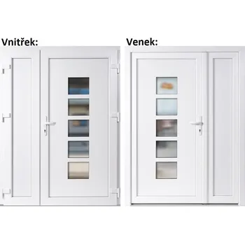 Vchodové dveře Dvoukřídlé vchodové dveře plastové Soft Lucy+Panel Plný, Bílá/bílá, 130x200 cm, pravé