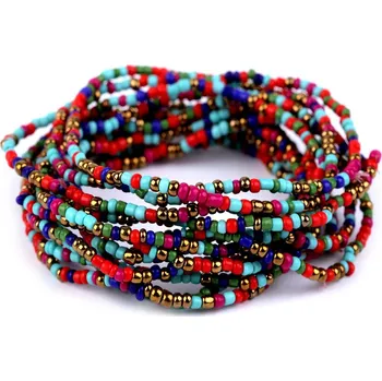 Náramek Pružné náramky z rokajlu sada 12 ks, barva 5 (12 ks) multikolor