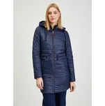 Tmavě modrý dámský lehký prošívaný kabát